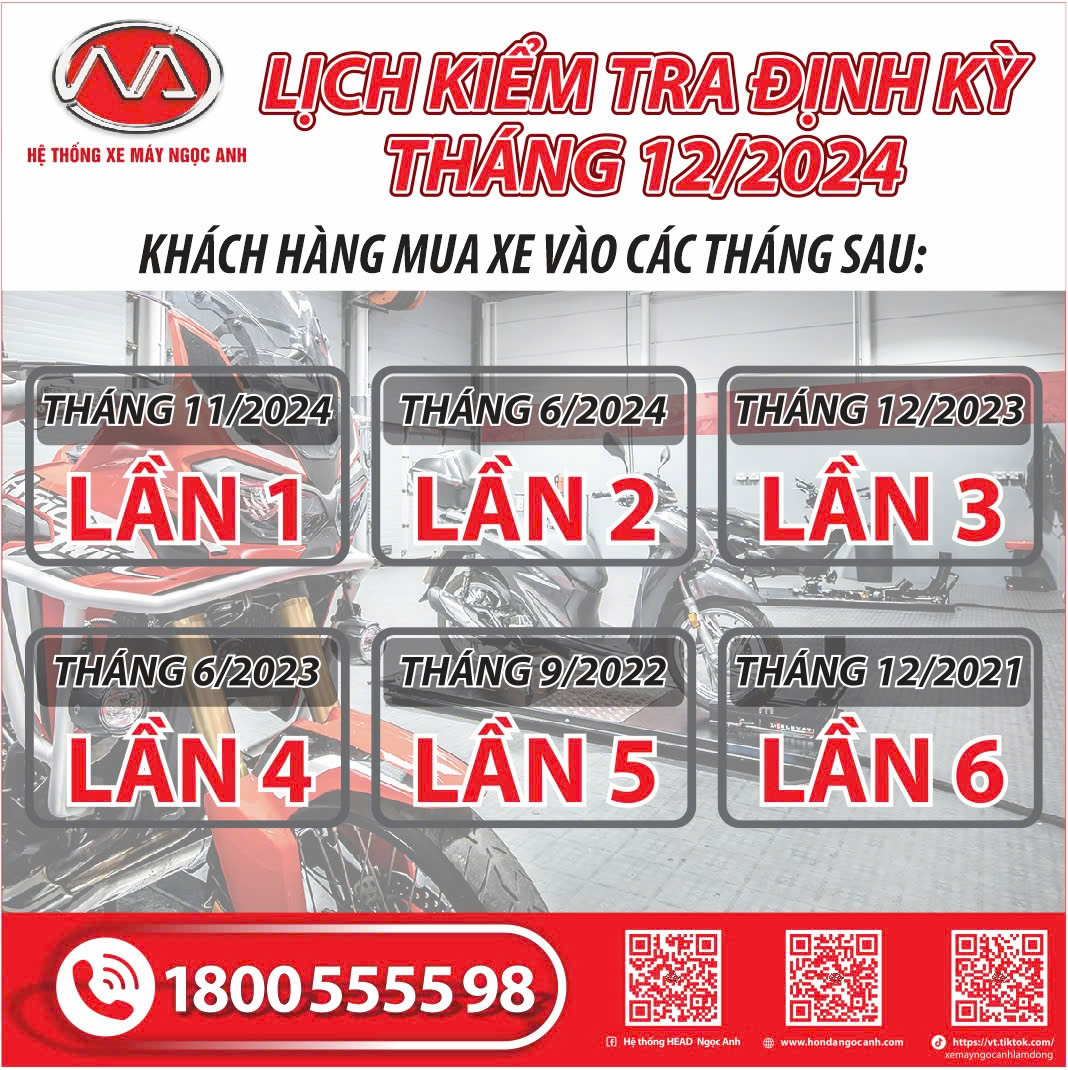 LỊCH KIỂM TRA ĐỊNH KỲ THÁNG 12/2024